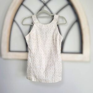 Banana Republic Ivory/Taupe Eyelet Halter Blouse,  Sz 6